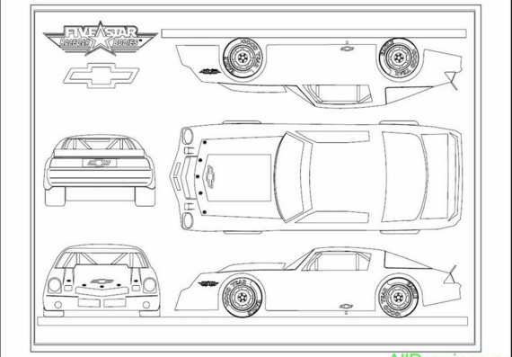 Chevrolet Camaro Stock Car Template (1981) - drawings (drawings) of the car